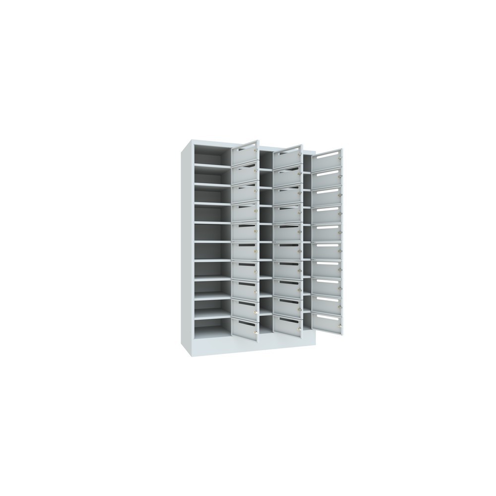 Produktabbildung Nr. 3: Meuble de tri du courrier PAVOY, 3 x 10 compartiments, H x l x P 1 850 x 1 230 x 500 mm, gris clair, gris clair