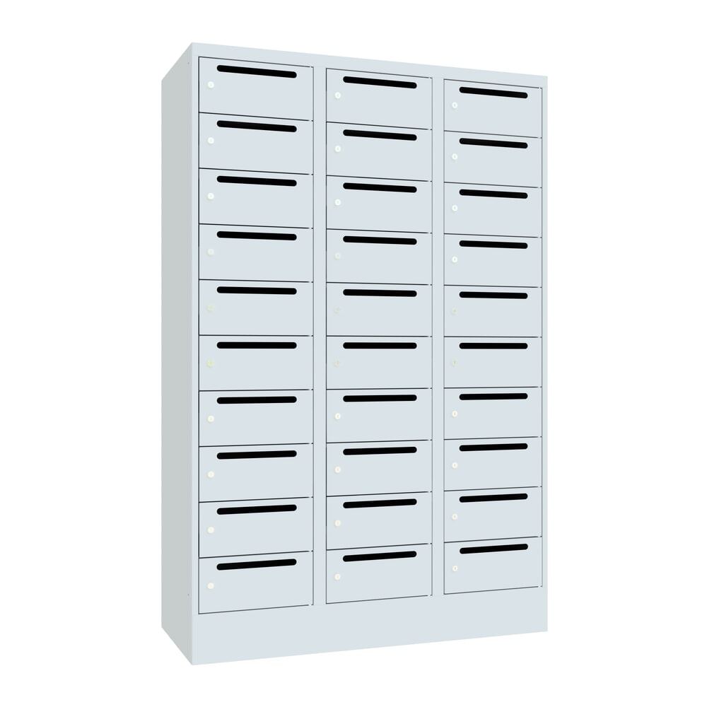 Produktabbildung Nr. 1: Meuble de tri du courrier PAVOY, 3 x 10 compartiments, H x l x P 1 850 x 1 230 x 500 mm, gris clair, gris clair