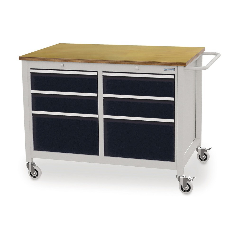 Productafbeelding nr. 1: Mobiele werkbank, 6 lades, cap. 400 kg, diepzwart