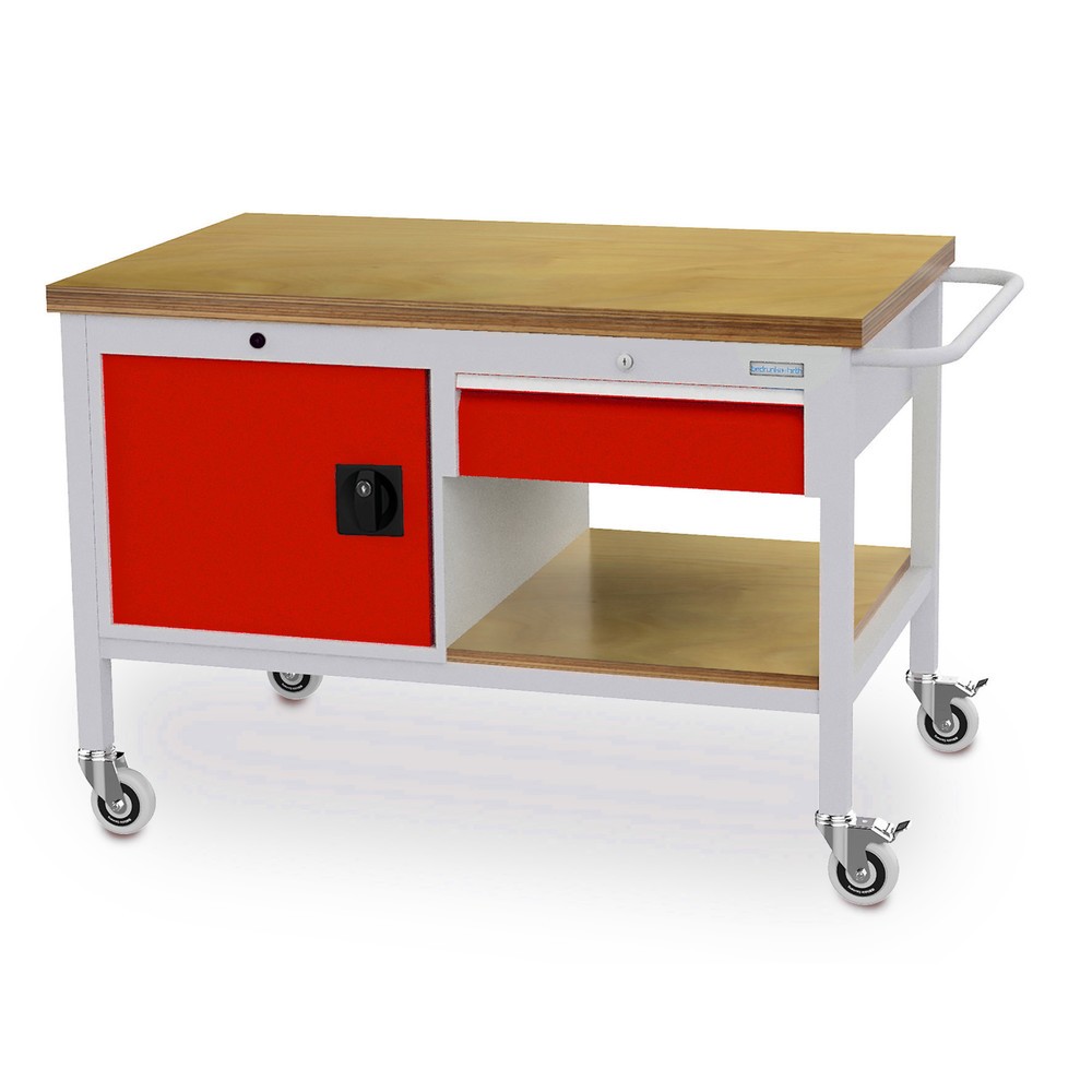 Produktabbildung Nr. 1: Mobiele werkbank, kast, 1 lade, cap. 400 kg, verkeersrood