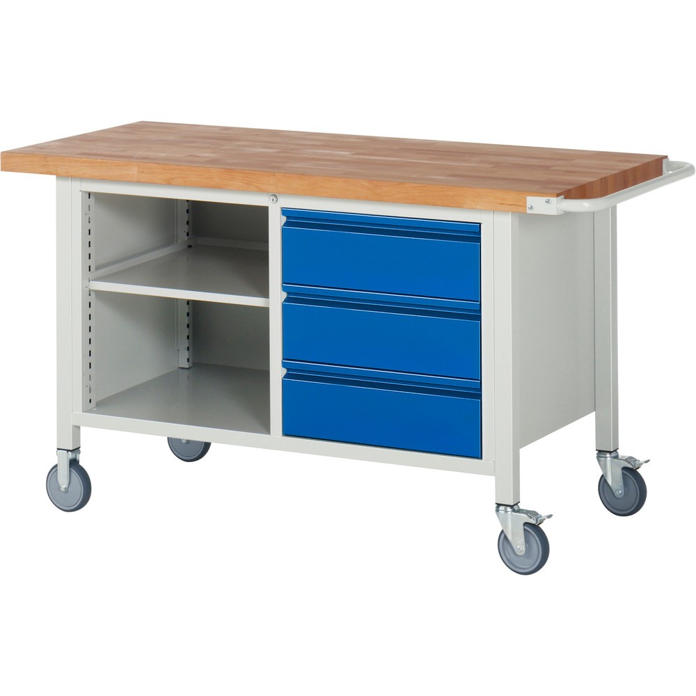 Produktabbildung Nr. 1: Mobiele werkbank RAU serie 8000, 1 dubbele kast, 1 legbord, hxbxd 880 x 1.500 x 700 mm, 3 lades 3 x 180 mm