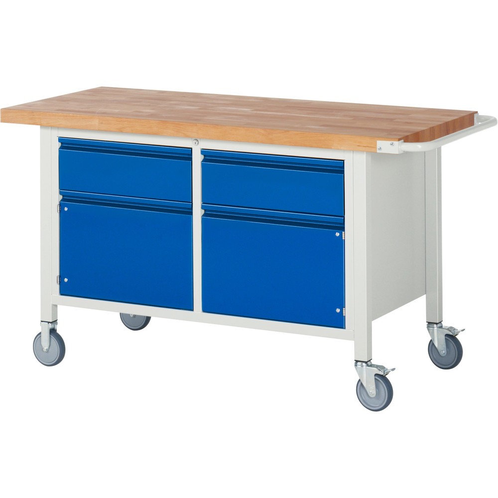 Produktabbildung Nr. 1: Mobiele werkbank RAU serie 8000, 1 dubbele kast, 2 draaideuren, hxbxd 880 x 1.500 x 700 mm, 2 lades 2 x 180 mm