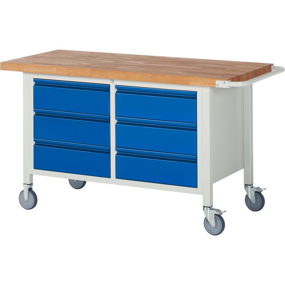 Produktabbildung Nr. 1: Mobiele werkbank RAU serie 8000, 1 dubbele kast, hxbxd 880 x 1.500 x 700 mm, 6 lades 6 x 180 mm