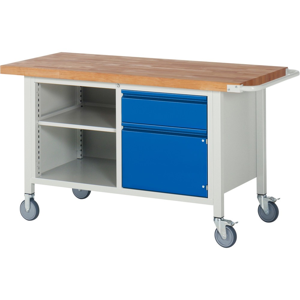Produktabbildung Nr. 1: Mobiele werkbank RAU serie 8000, 1 dubbele kast, 1 legbord, 1 draaideur, hxbxd 880 x 1.500 x 700 mm, 1 lade 1 x 180 mm