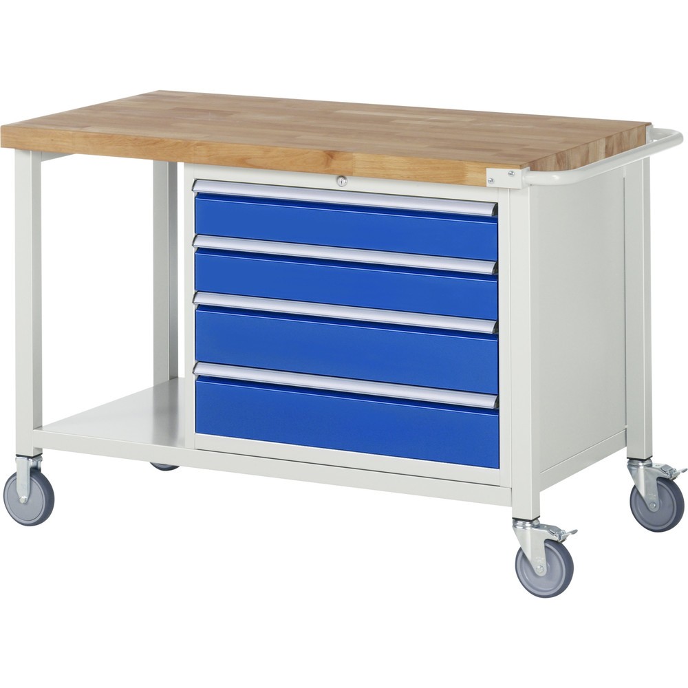 Produktabbildung Nr. 1: Mobiele werkbank RAU serie 8000, 1 legbord, hxbxd 880 x 1.250 x 700 mm, 4 x voor 90% uittrekbare lades, draagvermogen lade 75 kg