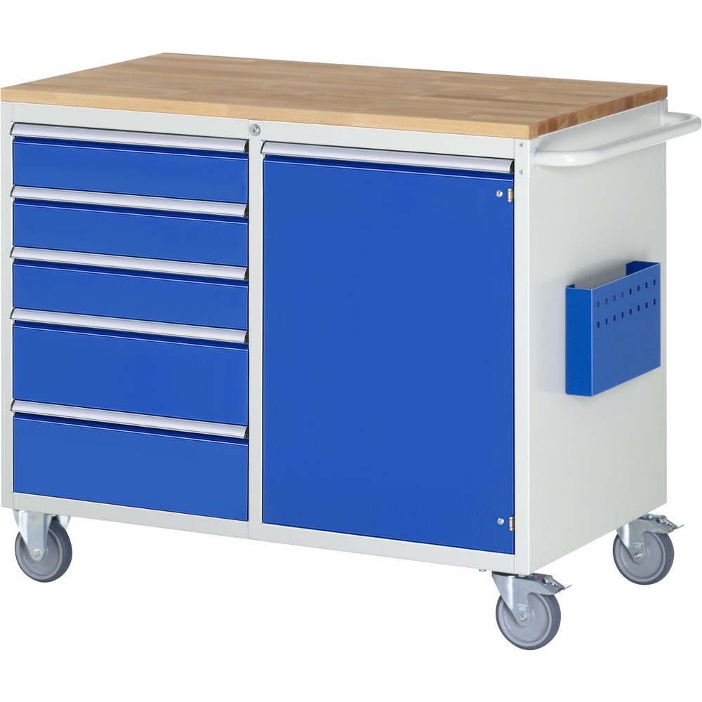 Produktabbildung Nr. 1: Montagewagen RAU serie 7000, hxbxd 975 x 1.145 x 650 mm, 1 draaideur, 5 lades 3 x 120, 2 x 180 mm, beuken werkblad