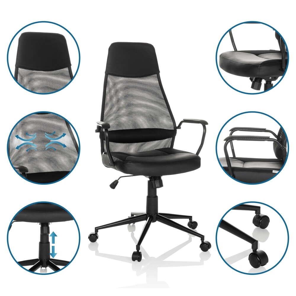 N° de l'image du produit 3 : Fauteuil de direction MyBuero MARCOZ, mécanisme de bascule, capacité de charge 120 kg, noir