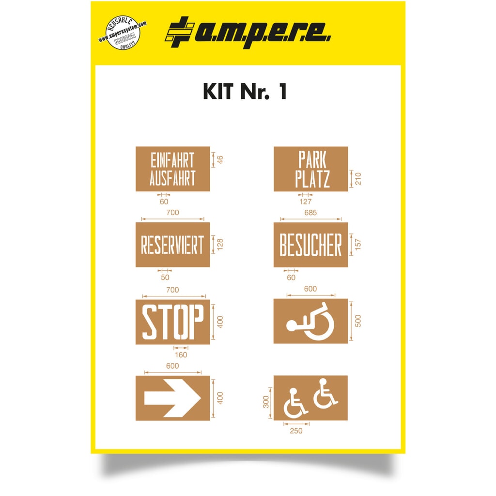 Product afbeelding: A.M.P.E.R.E. Set sjablonen, 1 tot 8 sjablonen (NL)