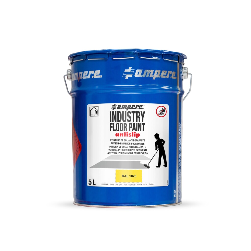 A.M.P.E.R.E. Vloermarkeringsverf Traffic Floor Paint antislip, 5 l, geel Product afbeelding: A.M.P.E.R.E. Vloermarkeringsverf Traffic Floor Paint antislip, 5 l, geel