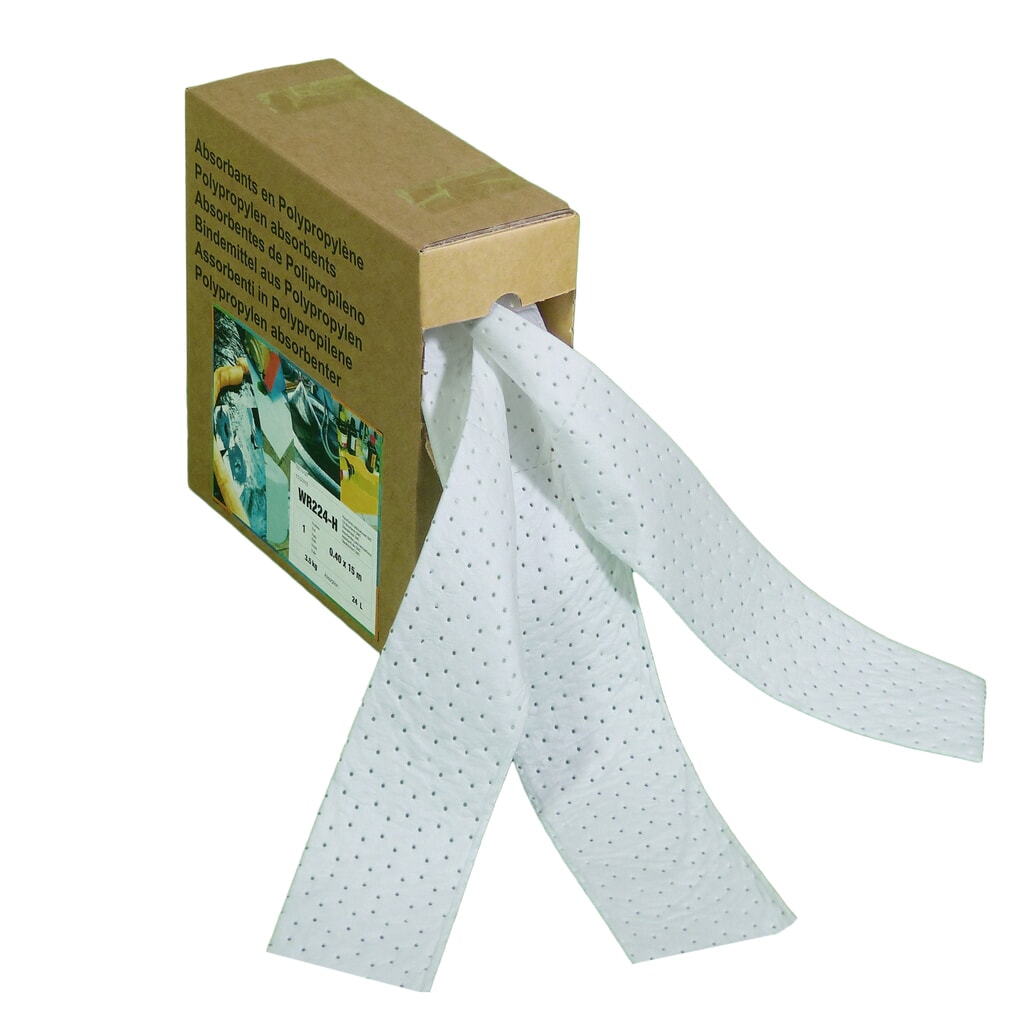 Product afbeelding: Absorptiedoek SMS Heavyweight, dispenserdoos met 1 rol, meervoudig geperforeerd, Z-gevouwen, 3-laags, lengte 15 m, olie, wit