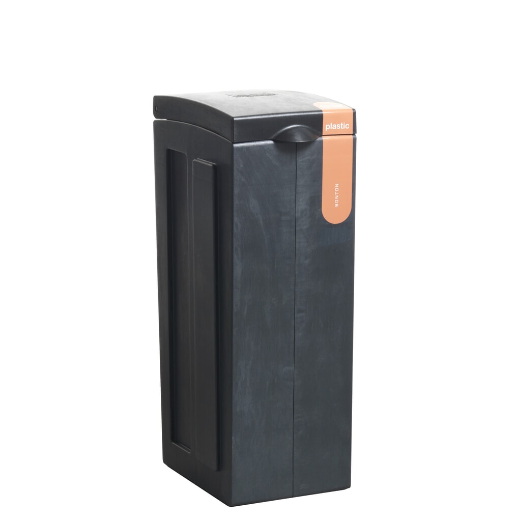 Product afbeelding: Afvalbak BON TON Original, van 100% gerecycled polypropyleen, 70 liter, grijs / oranje