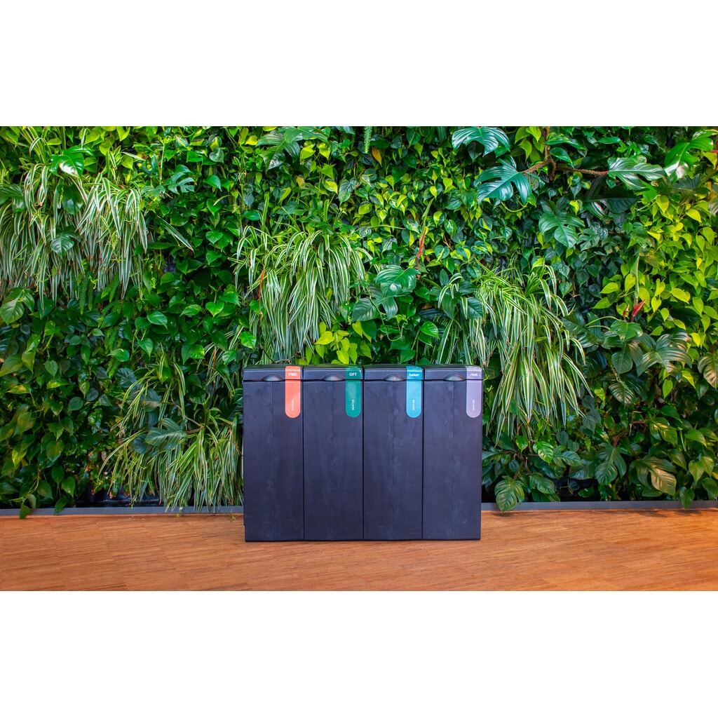 Afvalbak BON TON Original, van 100% gerecycled polypropyleen, 70 liter, grijs / oranje Productafbeelding nr. 3: Afvalbak BON TON Original, van 100% gerecycled polypropyleen, 70 liter, grijs / oranje
