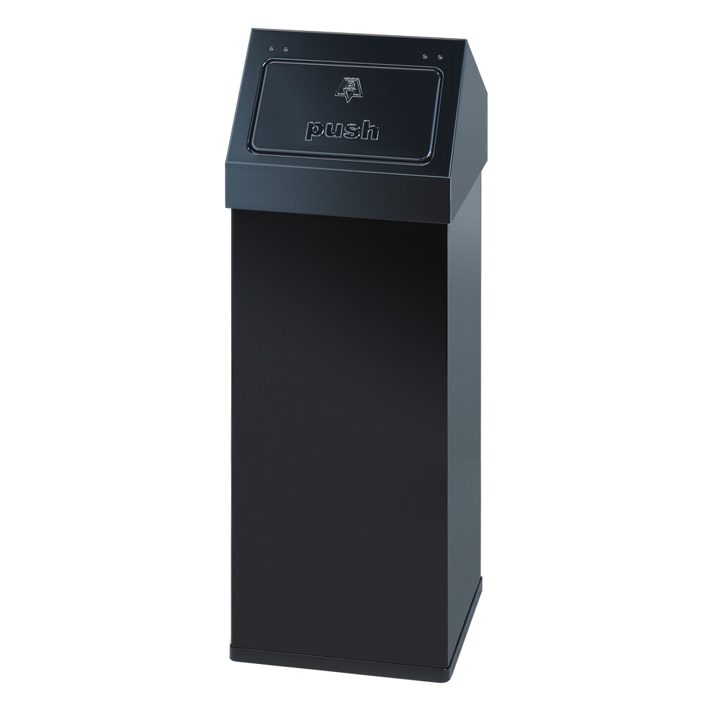 Product afbeelding: Afvalbak CARRO Push, 110 liter, van aluminium, zwart