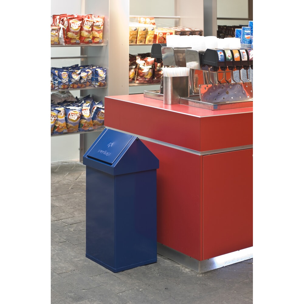Productafbeelding nr. 2: Afvalbak CARRO Swing, 55 liter, van aluminium, blauw