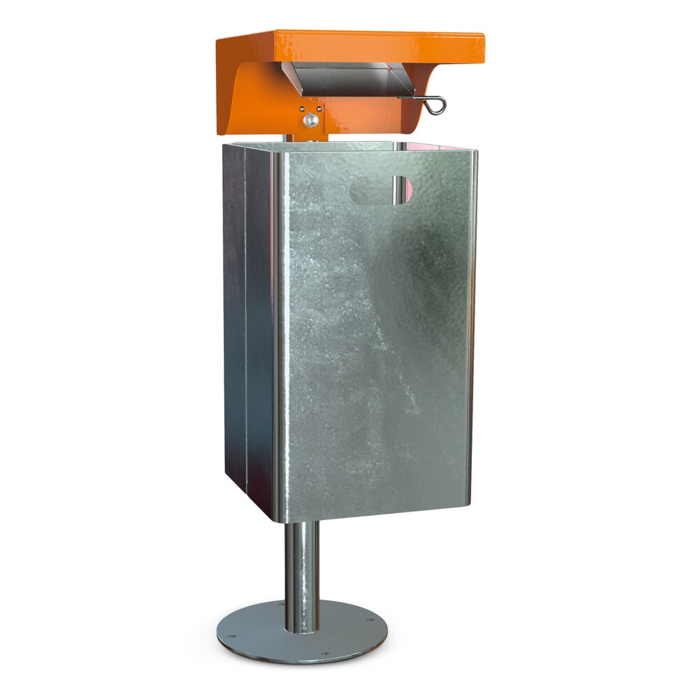Productafbeelding nr. 3: RENNER Afvalbak met beschermkap en asbak, plaatstaal, 40 liter, hoogte 580 mm, wandmontage