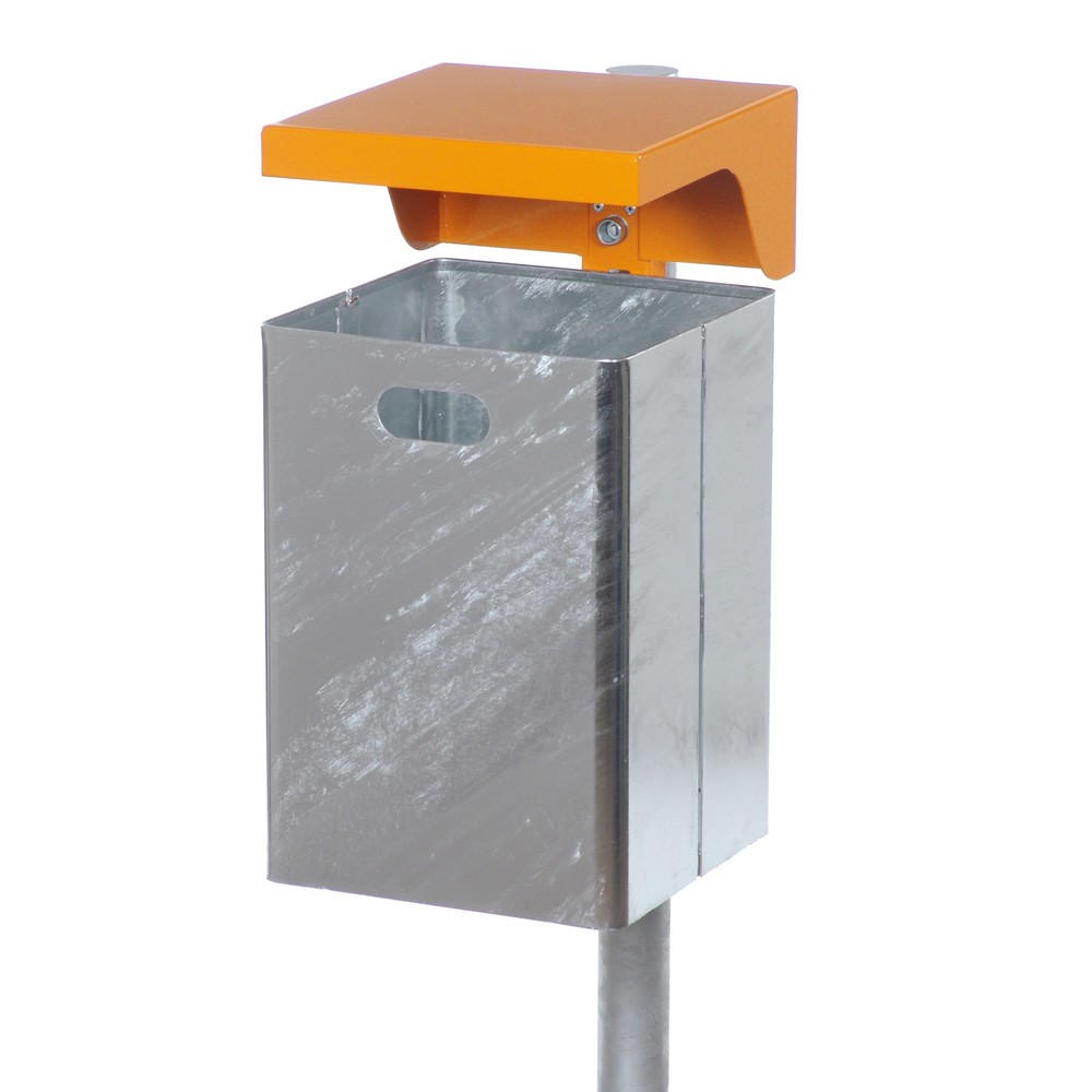 Product afbeelding: RENNER Afvalbak met beschermkap, plaatstaal, 40 liter, hoogte 580 mm, wandmontage