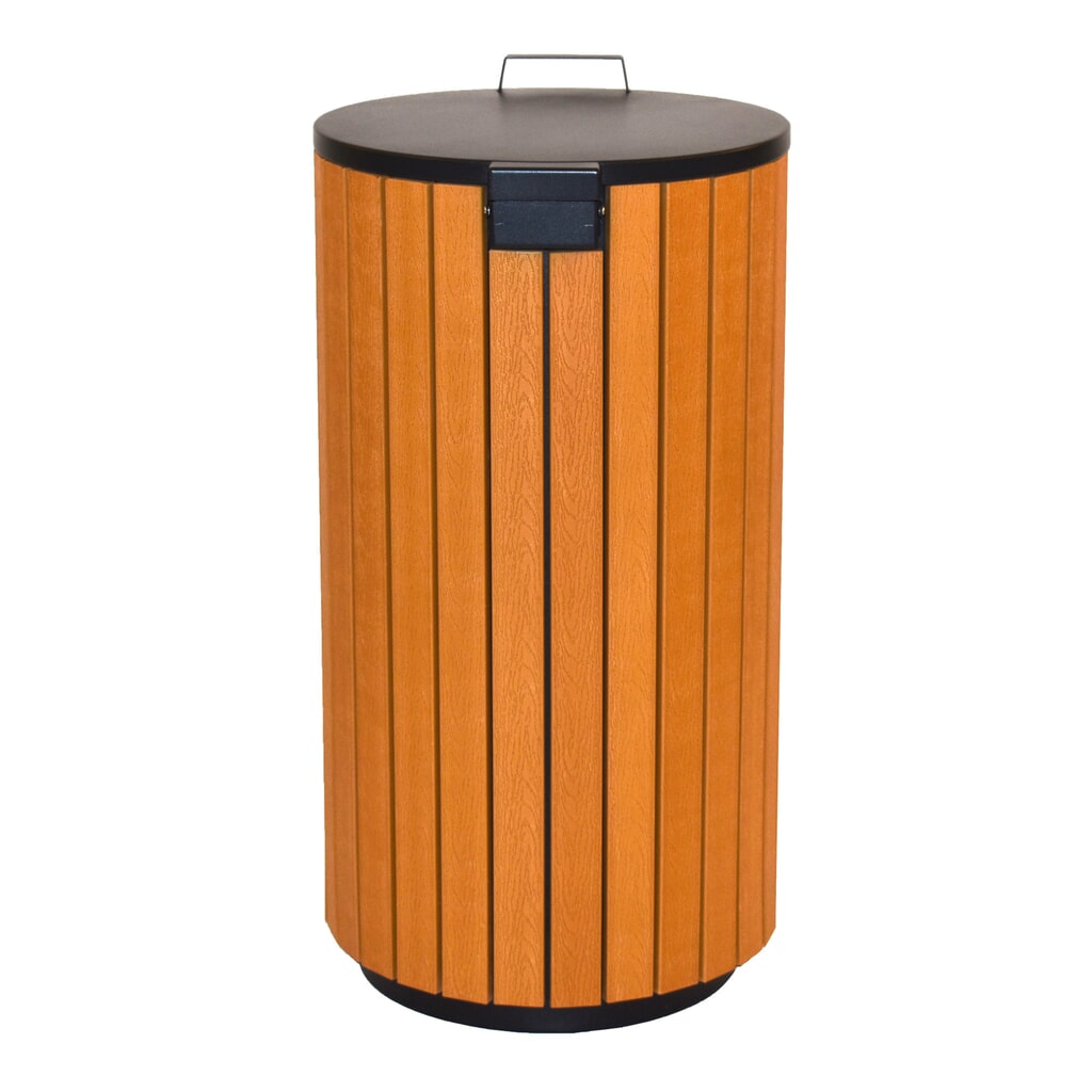 Afvalbak met houtlook, 90 liter, antraciet Productafbeelding nr. 3: Afvalbak met houtlook, 90 liter, antraciet