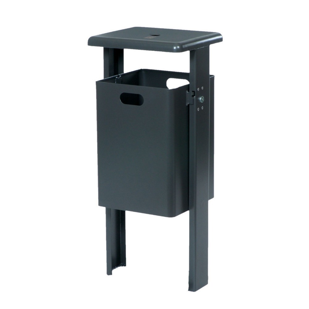 Product afbeelding: RENNER afvalbak type 7083-70, rechthoekig, 40 liter, om in beton te gieten, met asbak, thermisch verzinkt