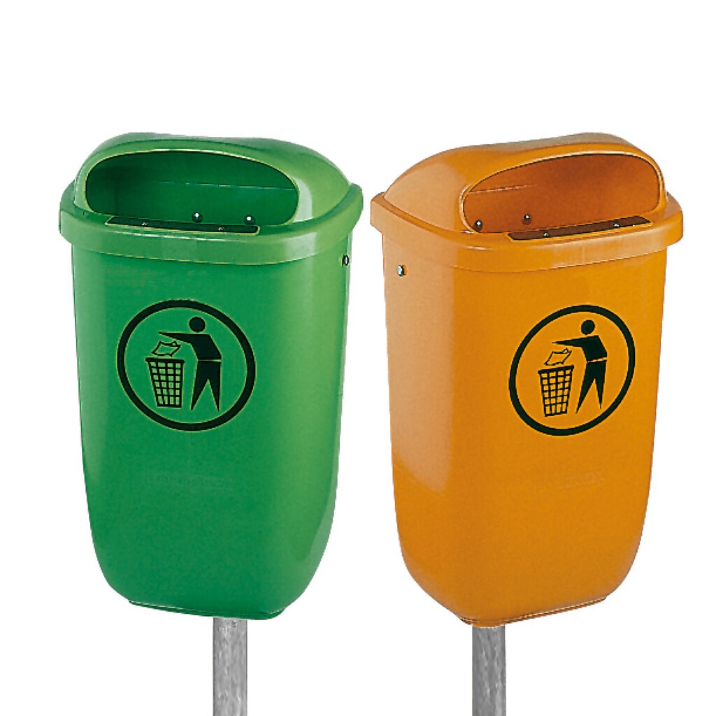 Afvalbak "Saubermännchen", kunststof, 50 liter, oranje Product afbeelding: Afvalbak "Saubermännchen", kunststof, 50 liter, oranje