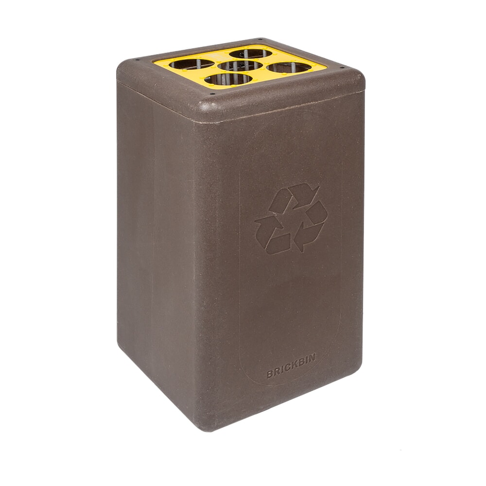 Product afbeelding: Afvalbak voor bekers BRICKBIN, van gerecyclede kunststof en koffiedik, 65 liter, bruin / geel