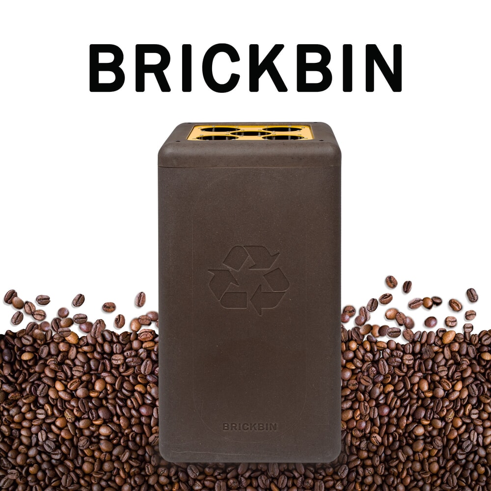 Productafbeelding nr. 4: Afvalbak voor bekers BRICKBIN, van gerecyclede kunststof en koffiedik, 65 liter, bruin / geel