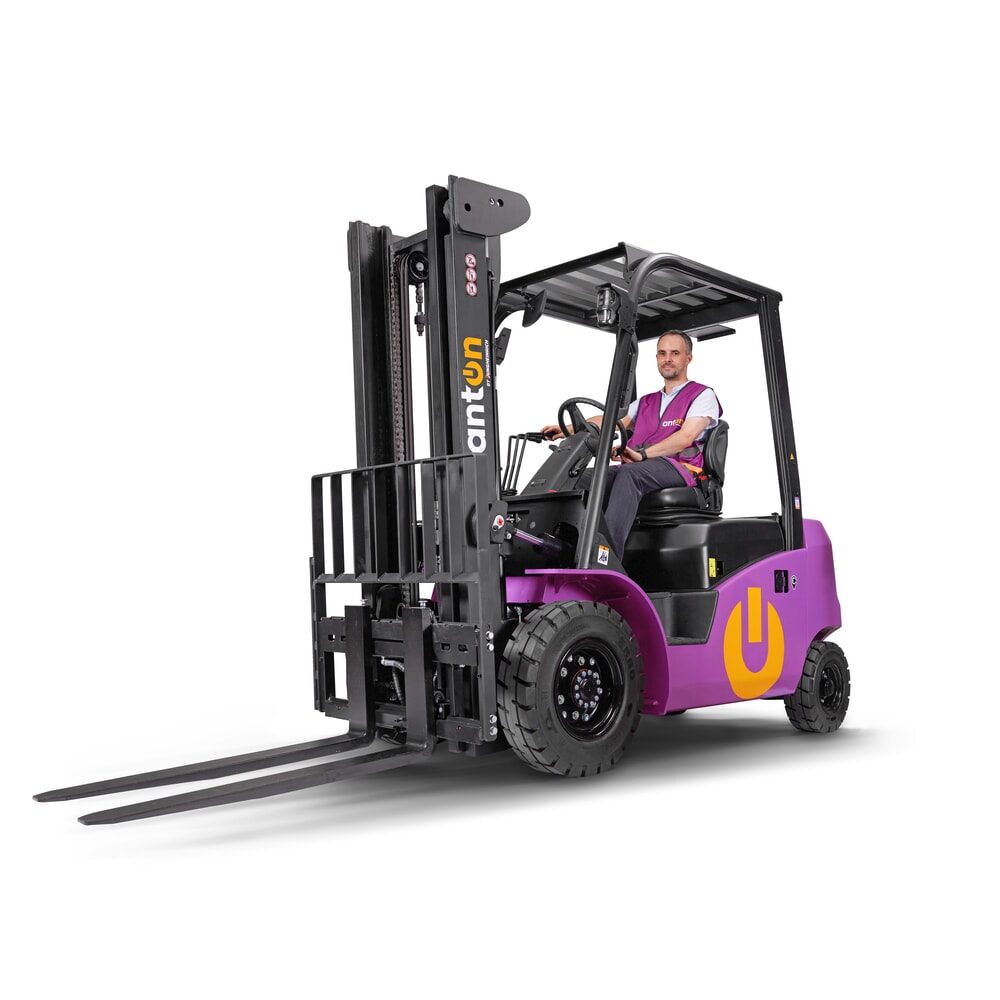 Product afbeelding: AntOn by Jungheinrich elektrische heftruck CBH 3.0 met tweevoudige telescoop hefmast, hefhoogte 3.300 mm, draagvermogen 3.000 kg, inclusief externe lader 80 V, 60 A, CEE, 5-pins