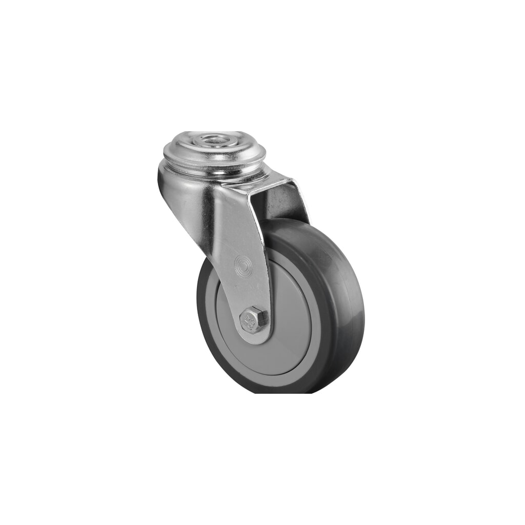 Apparaatwiel TPE, zwenkwiel, kogellager, boutgat, Ø x breedte 100 x 25 mm, draagvermogen 70 kg