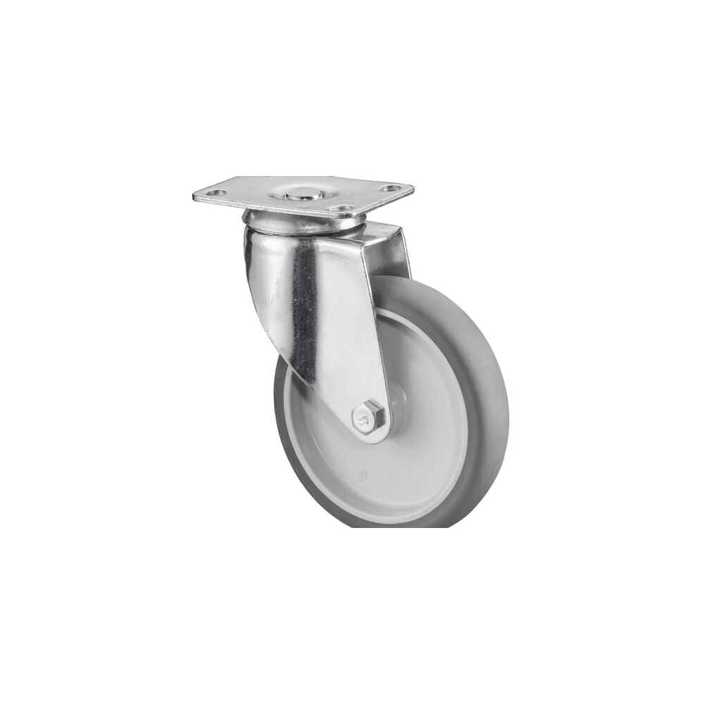 Product afbeelding: Apparaatwiel TPE, zwenkwiel, zware uitvoering, glijlager, plaat, Ø x breedte 125 x 31 mm, draagvermogen 100 kg