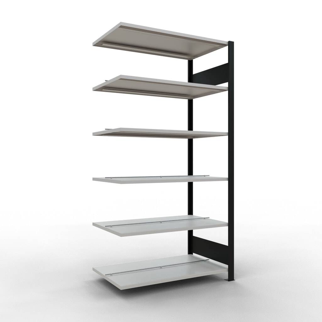 Archiefrekken SCHULTE AV, dubbelzijdig, met middenaanslagen, VL 150 kg, zwart, hxbxd 2.000 x 1.000 x 600 mm Product afbeelding: Archiefrekken SCHULTE AV, dubbelzijdig, met middenaanslagen, VL 150 kg, zwart, hxbxd 2.000 x 1.000 x 600 mm