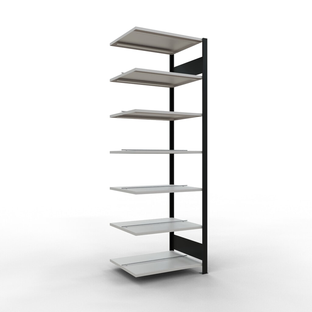 Product afbeelding: Archiefrekken SCHULTE AV, dubbelzijdig, met middenaanslagen, VL 150 kg, zwart, hxbxd 2.300 x 750 x 600 mm