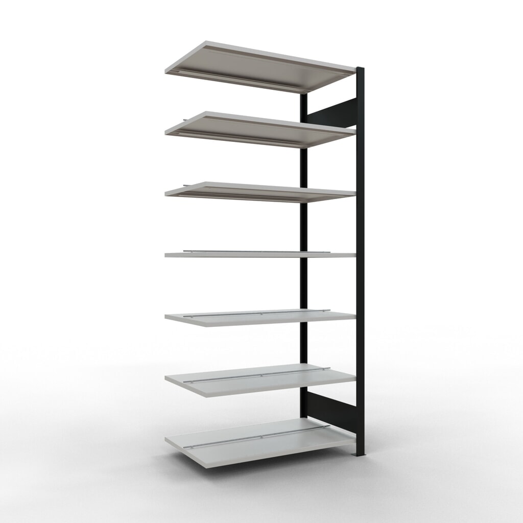 Product afbeelding: Archiefrekken SCHULTE AV, dubbelzijdig, met middenaanslagen, VL 150 kg, zwart, hxbxd 2.300 x 1.000 x 600 mm