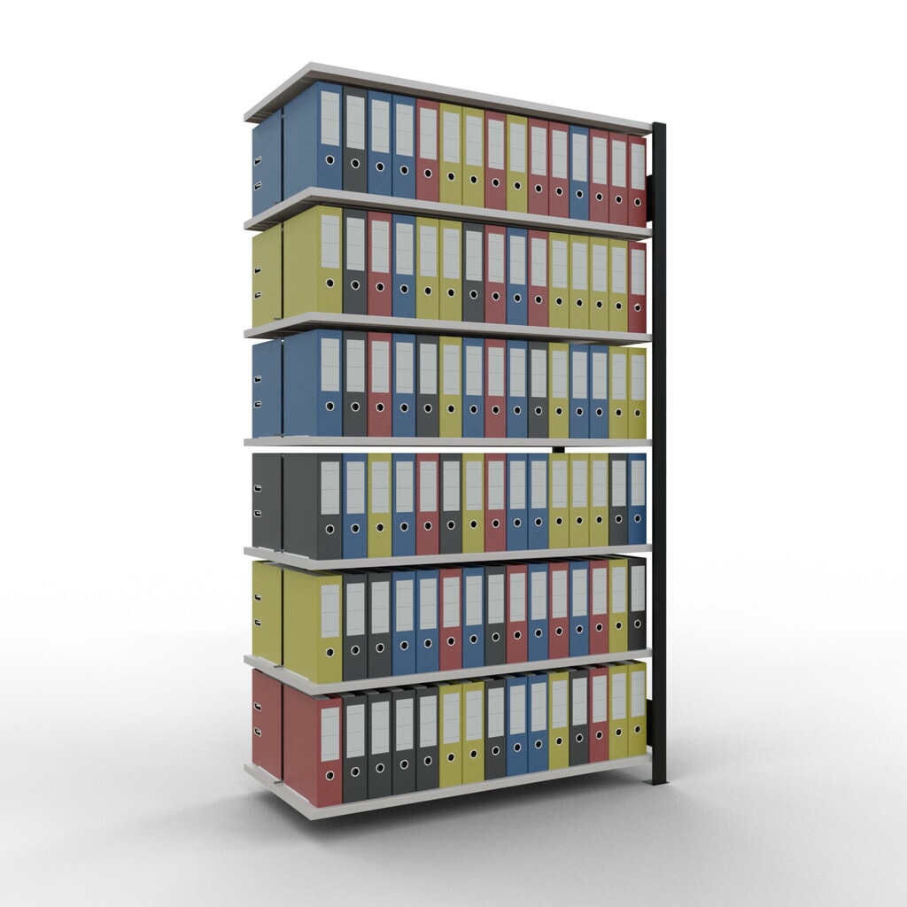 Archiefrekken SCHULTE AV, dubbelzijdig, met middenaanslagen, VL 150 kg, zwart, hxbxd 2.300 x 1.300 x 600 mm Productafbeelding nr. 2: Archiefrekken SCHULTE AV, dubbelzijdig, met middenaanslagen, VL 150 kg, zwart, hxbxd 2.300 x 1.300 x 600 mm
