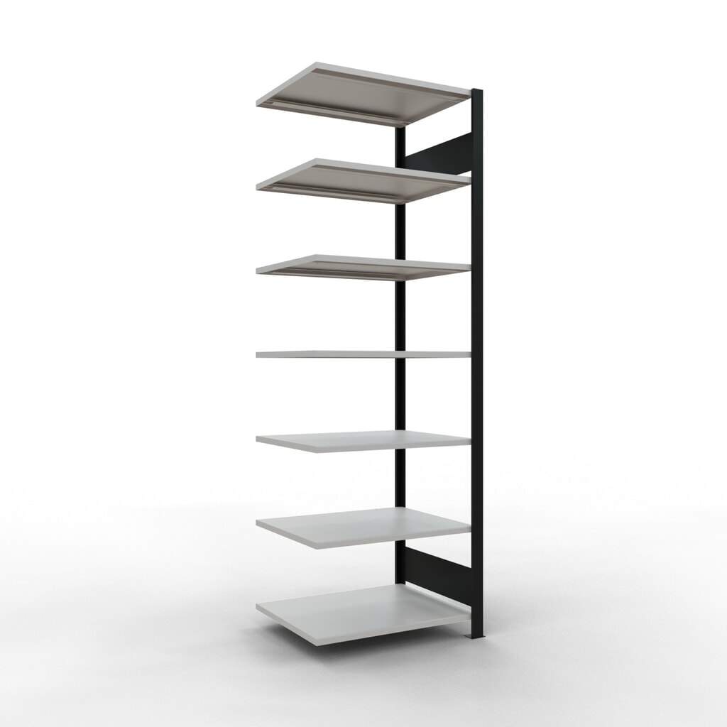 Archiefrekken SCHULTE AV, dubbelzijdig, zonder middenaanslagen, VL 150 kg, zwart, hxbxd 2.300 x 750 x 600 mm Product afbeelding: Archiefrekken SCHULTE AV, dubbelzijdig, zonder middenaanslagen, VL 150 kg, zwart, hxbxd 2.300 x 750 x 600 mm