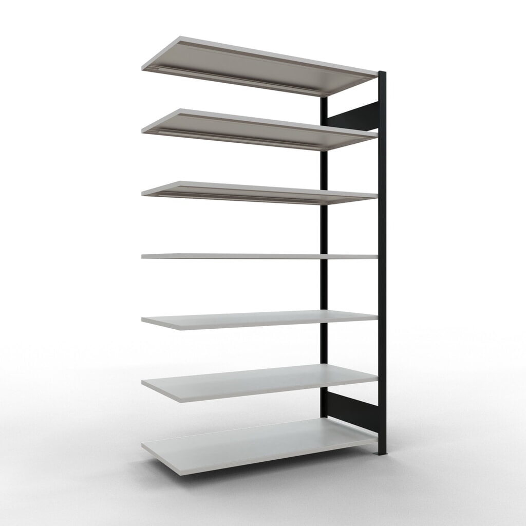Product afbeelding: Archiefrekken SCHULTE AV, dubbelzijdig, zonder middenaanslagen, VL 150 kg, zwart, hxbxd 2.300 x 1.300 x 600 mm
