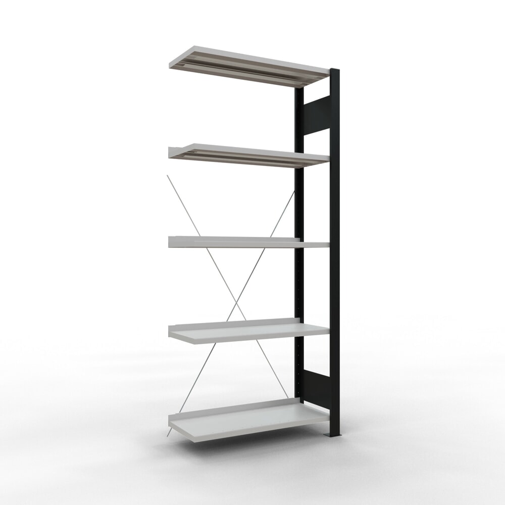 Product afbeelding: Archiefrekken SCHULTE AV, eenzijdig, met eindaanslagen, VL 85 kg, zwart, hxbxd 1.800 x 750 x 300 mm