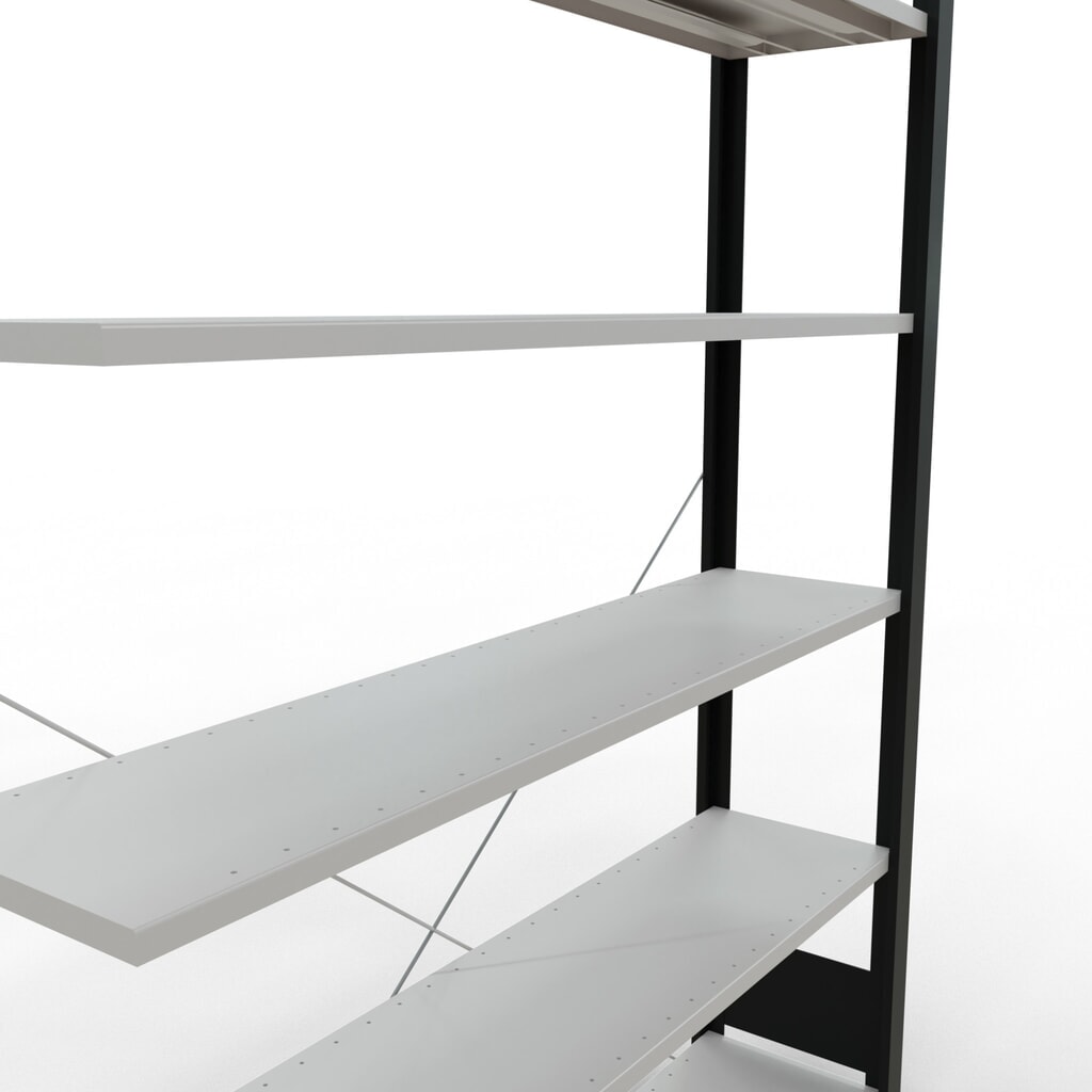 Archiefrekken SCHULTE AV, eenzijdig, zonder eindaanslagen, VL 85 kg, zwart, hxbxd 2.000 x 1.300 x 300 mm Productafbeelding nr. 4: Archiefrekken SCHULTE AV, eenzijdig, zonder eindaanslagen, VL 85 kg, zwart, hxbxd 2.000 x 1.300 x 300 mm