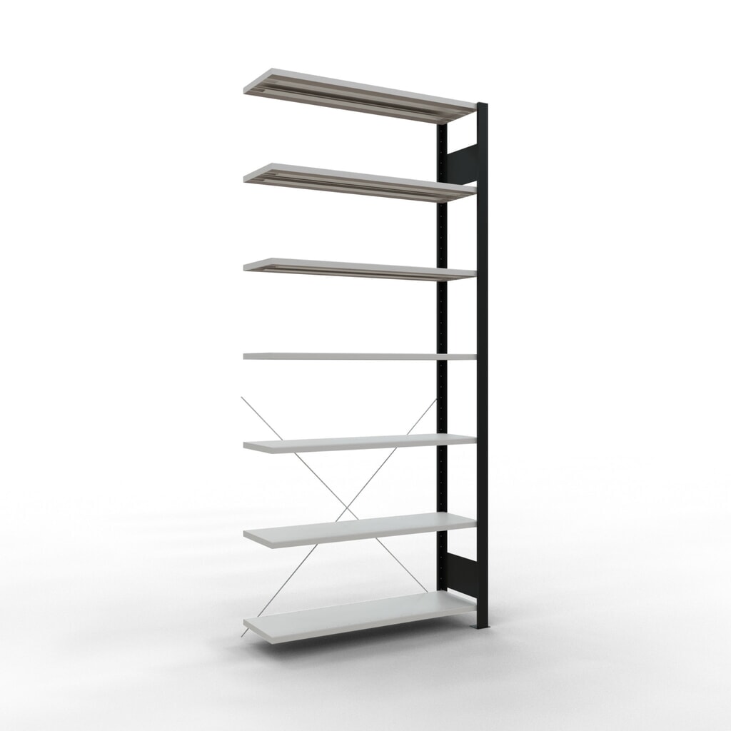 Product afbeelding: Archiefrekken SCHULTE AV, eenzijdig, zonder eindaanslagen, VL 85 kg, zwart, hxbxd 2.300 x 1.000 x 300 mm