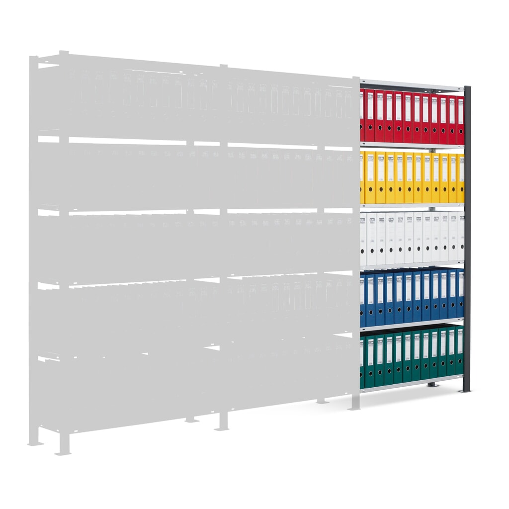 Archiefrekken SCHULTE AV, eenzijdig, zonder eindaanslagen, VL 85 kg, zwart, hxbxd 2.000 x 750 x 300 mm Product afbeelding: Archiefrekken SCHULTE AV, eenzijdig, zonder eindaanslagen, VL 85 kg, zwart, hxbxd 2.000 x 750 x 300 mm