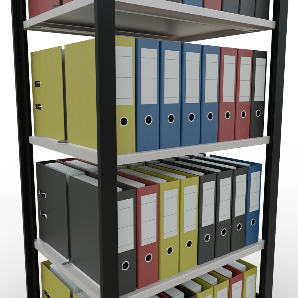 Archiefrekken SCHULTE BV, dubbelzijdig, met middenaanslagen, VL 150 kg, zwart, hxbxd 1.800 x 750 x 600 mm Productafbeelding nr. 3: Archiefrekken SCHULTE BV, dubbelzijdig, met middenaanslagen, VL 150 kg, zwart, hxbxd 1.800 x 750 x 600 mm