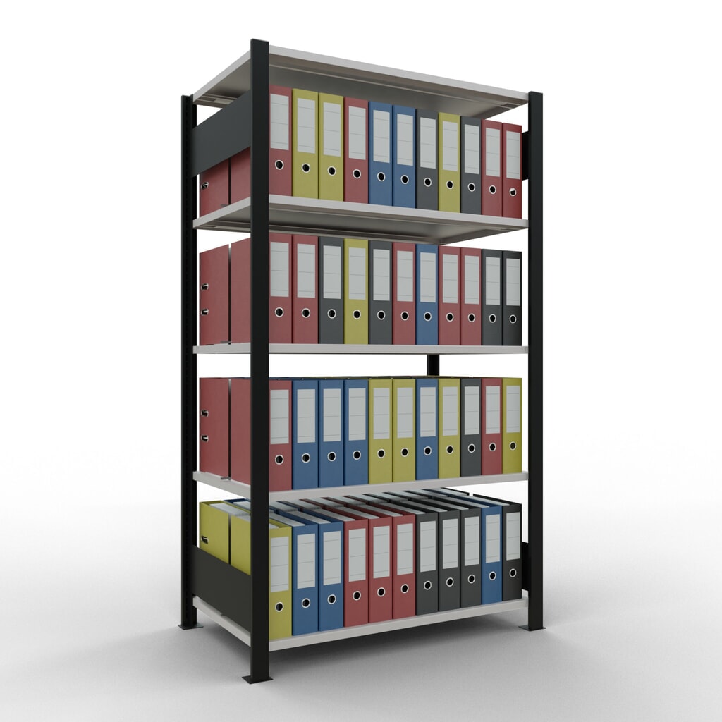 Archiefrekken SCHULTE BV, dubbelzijdig, met middenaanslagen, VL 150 kg, zwart, hxbxd 1.800 x 1.000 x 600 mm Productafbeelding nr. 2: Archiefrekken SCHULTE BV, dubbelzijdig, met middenaanslagen, VL 150 kg, zwart, hxbxd 1.800 x 1.000 x 600 mm