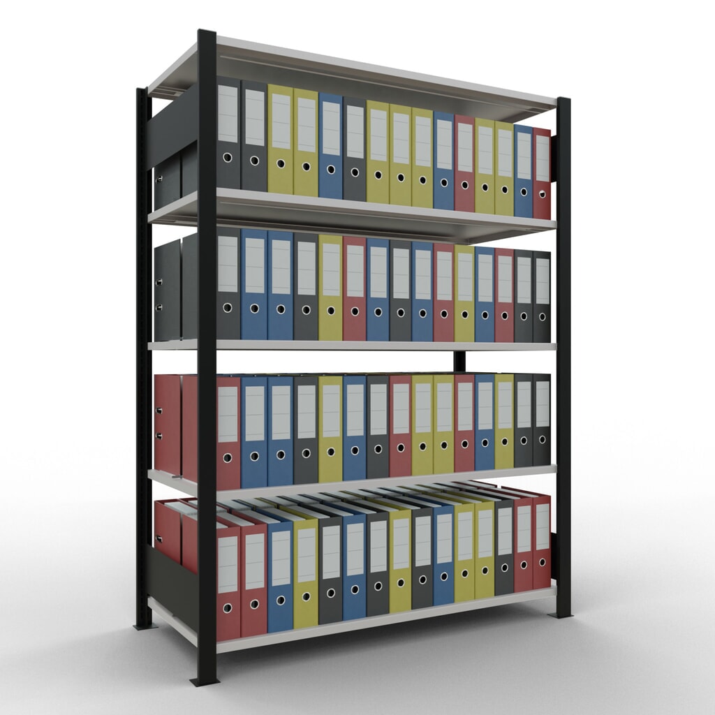 Productafbeelding nr. 2: Archiefrekken SCHULTE BV, dubbelzijdig, met middenaanslagen, VL 150 kg, zwart, hxbxd 1.800 x 1.300 x 600 mm