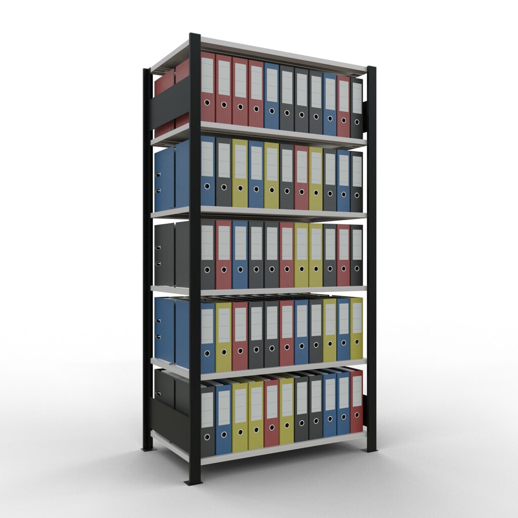 Productafbeelding nr. 2: Archiefrekken SCHULTE BV, dubbelzijdig, met middenaanslagen, VL 150 kg, zwart, hxbxd 2.000 x 1.000 x 600 mm
