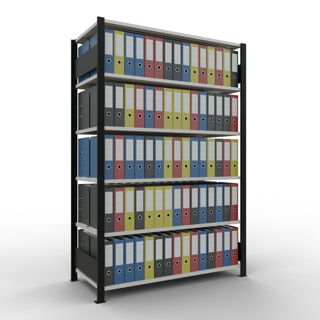 Productafbeelding nr. 2: Archiefrekken SCHULTE BV, dubbelzijdig, met middenaanslagen, VL 150 kg, zwart, hxbxd 2.000 x 1.300 x 600 mm