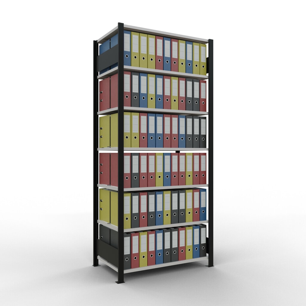 Archiefrekken SCHULTE BV, dubbelzijdig, met middenaanslagen, VL 150 kg, zwart, hxbxd 2.300 x 1.000 x 600 mm Productafbeelding nr. 2: Archiefrekken SCHULTE BV, dubbelzijdig, met middenaanslagen, VL 150 kg, zwart, hxbxd 2.300 x 1.000 x 600 mm