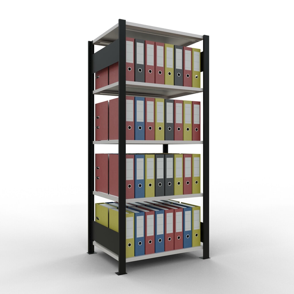 Archiefrekken SCHULTE BV, dubbelzijdig, zonder middenaanslagen, VL 150 kg, zwart, hxbxd 1.800 x 750 x 600 mm Productafbeelding nr. 2: Archiefrekken SCHULTE BV, dubbelzijdig, zonder middenaanslagen, VL 150 kg, zwart, hxbxd 1.800 x 750 x 600 mm
