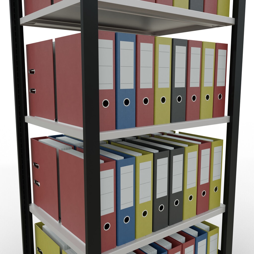 Archiefrekken SCHULTE BV, dubbelzijdig, zonder middenaanslagen, VL 150 kg, zwart, hxbxd 1.800 x 750 x 600 mm Productafbeelding nr. 3: Archiefrekken SCHULTE BV, dubbelzijdig, zonder middenaanslagen, VL 150 kg, zwart, hxbxd 1.800 x 750 x 600 mm