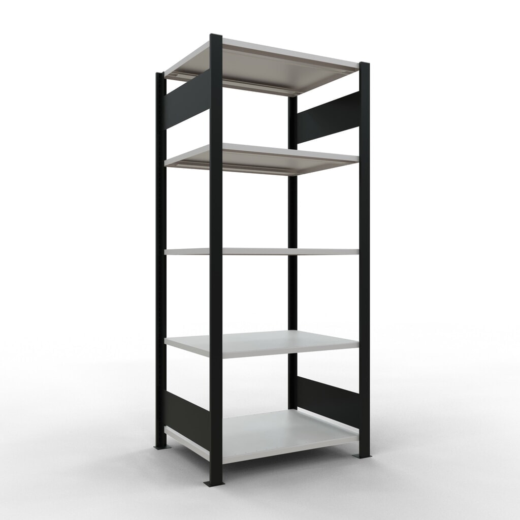 Product afbeelding: Archiefrekken SCHULTE BV, dubbelzijdig, zonder middenaanslagen, VL 150 kg, zwart, hxbxd 1.800 x 750 x 600 mm