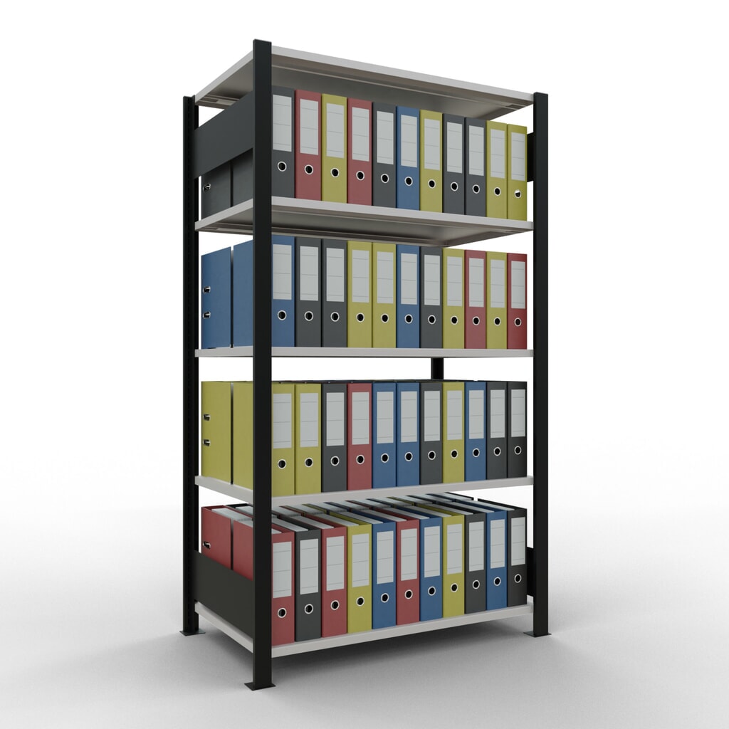 Archiefrekken SCHULTE BV, dubbelzijdig, zonder middenaanslagen, VL 150 kg, zwart, hxbxd 1.800 x 1.000 x 600 mm Productafbeelding nr. 2: Archiefrekken SCHULTE BV, dubbelzijdig, zonder middenaanslagen, VL 150 kg, zwart, hxbxd 1.800 x 1.000 x 600 mm