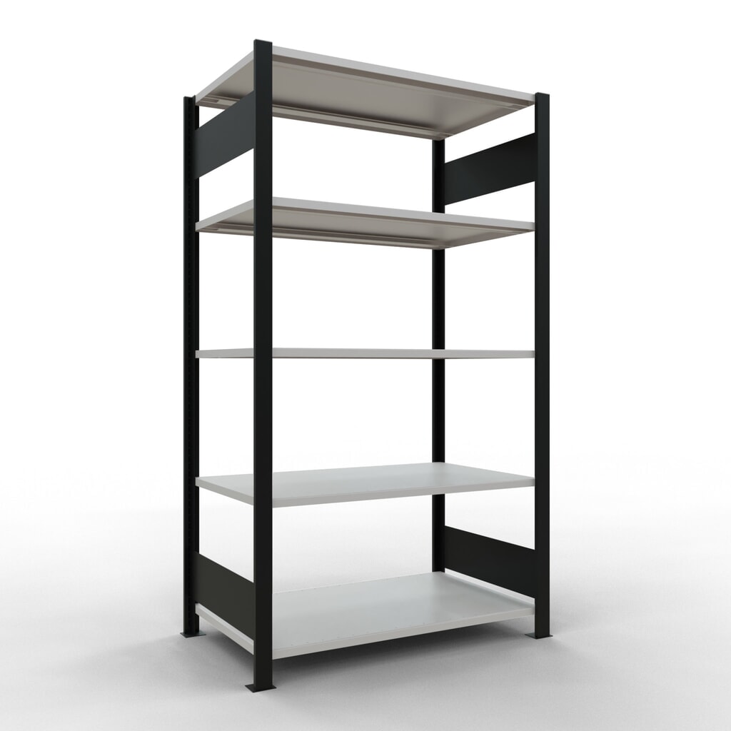 Archiefrekken SCHULTE BV, dubbelzijdig, zonder middenaanslagen, VL 150 kg, zwart, hxbxd 1.800 x 1.000 x 600 mm Product afbeelding: Archiefrekken SCHULTE BV, dubbelzijdig, zonder middenaanslagen, VL 150 kg, zwart, hxbxd 1.800 x 1.000 x 600 mm