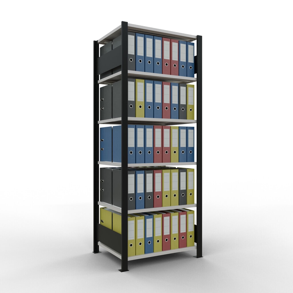Archiefrekken SCHULTE BV, dubbelzijdig, zonder middenaanslagen, VL 150 kg, zwart, hxbxd 2.000 x 750 x 600 mm Productafbeelding nr. 2: Archiefrekken SCHULTE BV, dubbelzijdig, zonder middenaanslagen, VL 150 kg, zwart, hxbxd 2.000 x 750 x 600 mm